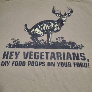 Buck Wear Graphic SS Tee "Hey Vegetarians..." Army Green